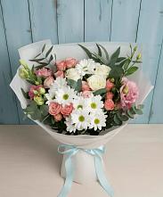 Букет цветов из:  Розы, Лизиантусы и Хризантемы в Поречье