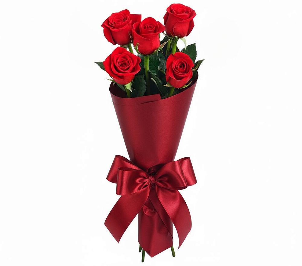 Букет 5 Красных роз Эдлесс Лав в Поречье