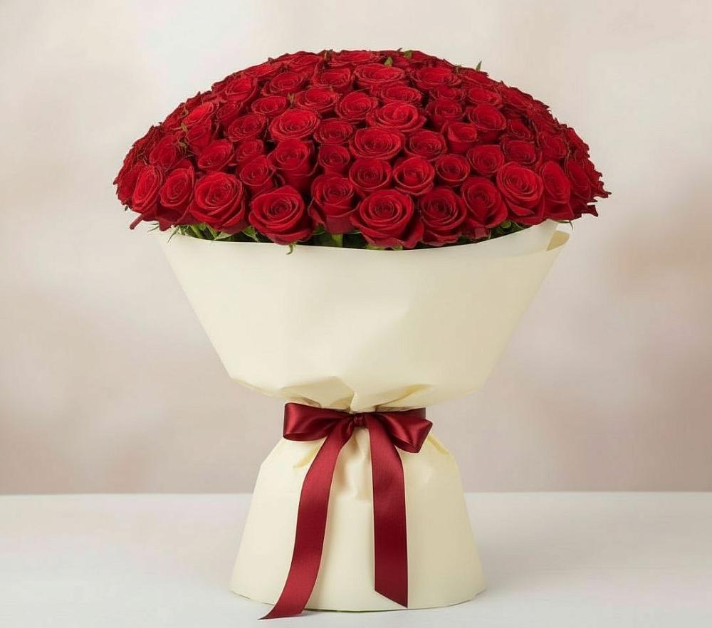 Букет 101 Красная роза Милано в Поречье