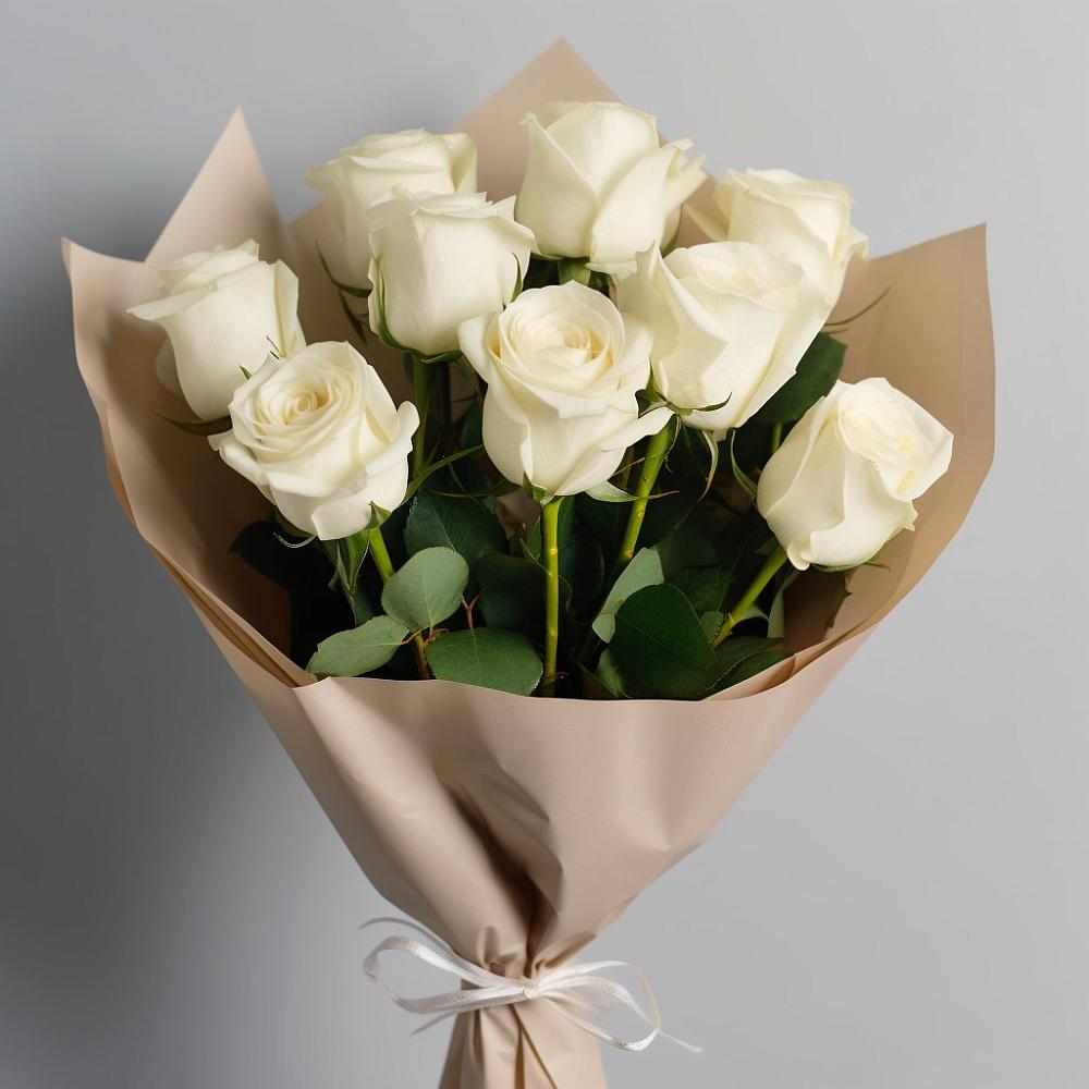 Букет 9 Белых роз Эдлесс Лав в Поречье