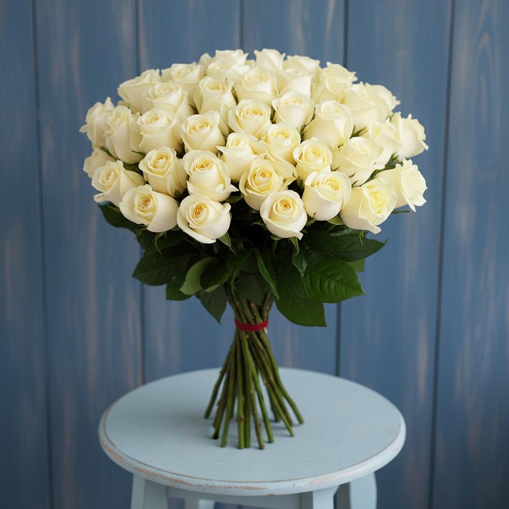Букет 51 Белая роза Эдлесс Лав в Поречье