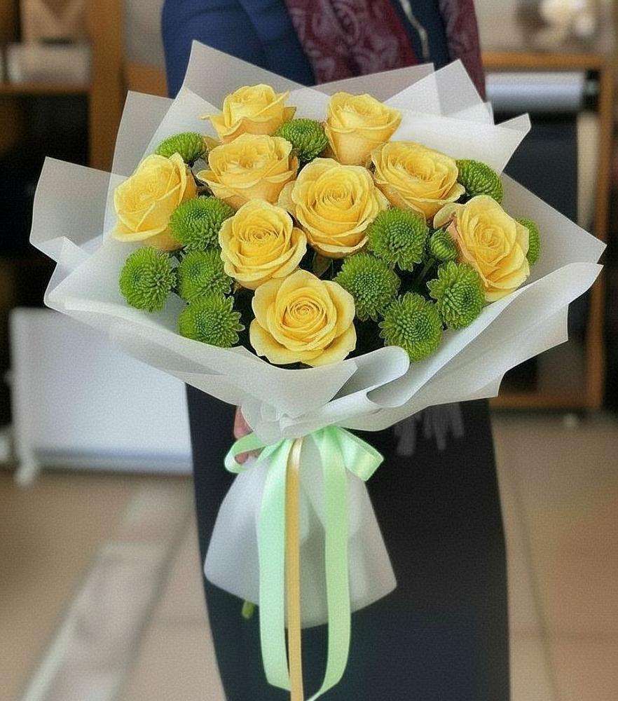 Букет цветов из: Хризантемы и Розы в Поречье