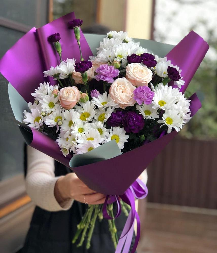 Букет цветов из: Хризантемы, Гвоздики и Розы в Поречье