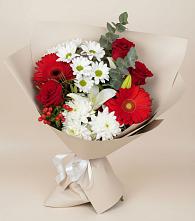 Букет цветов из:  Розы, Хризантемы, Герберы и Лилии в Поречье