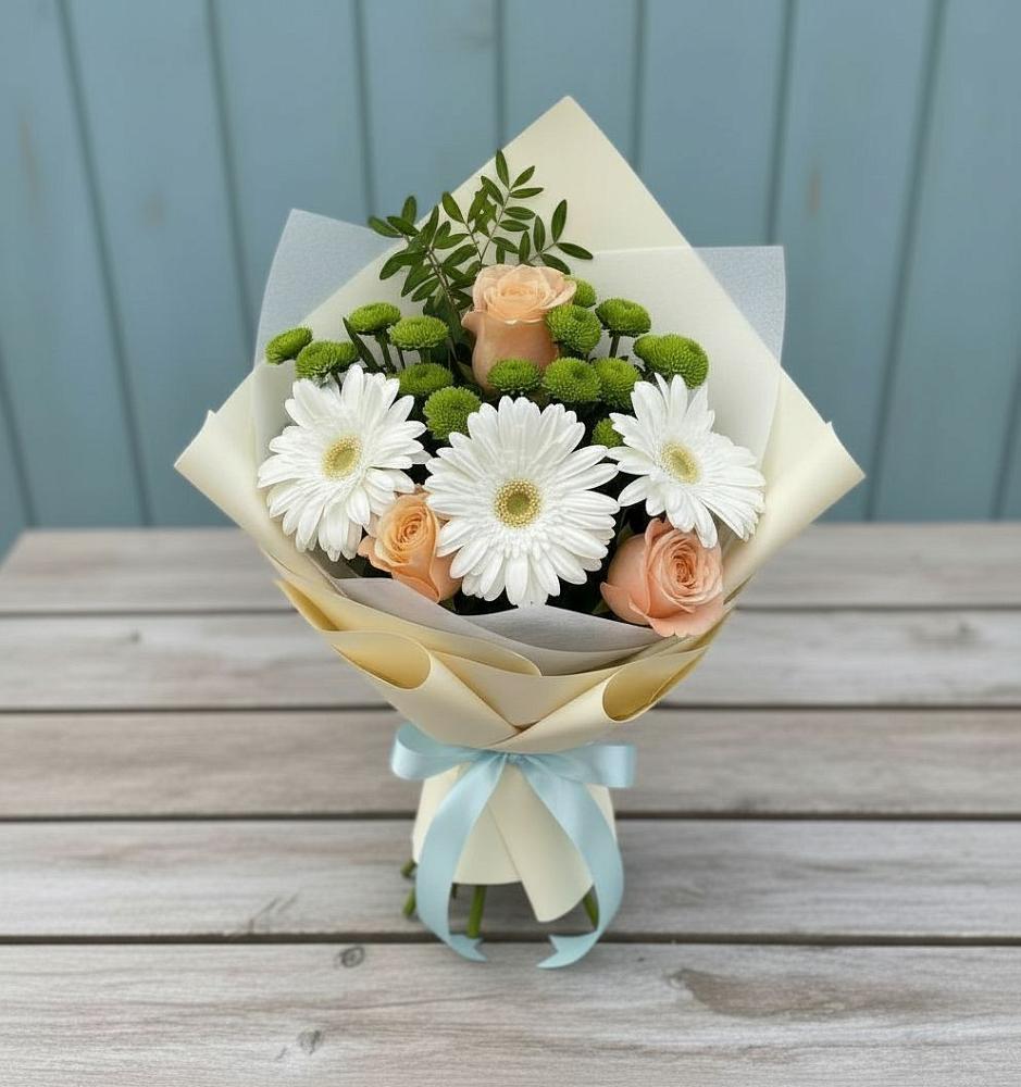 Букет цветов из: Герберы, Розы и Хризантемы в Поречье