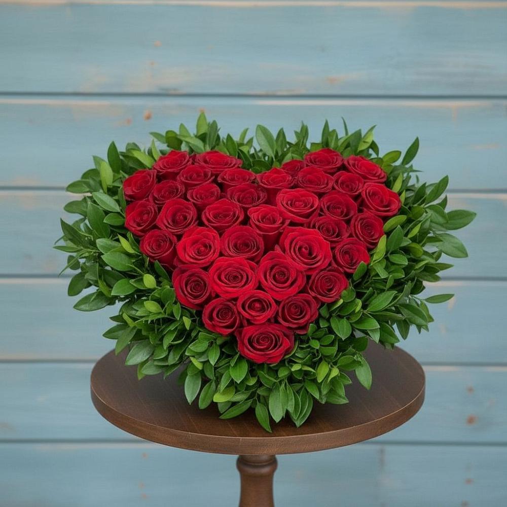 Цветочная композиция из Розы в виде сердца в Поречье