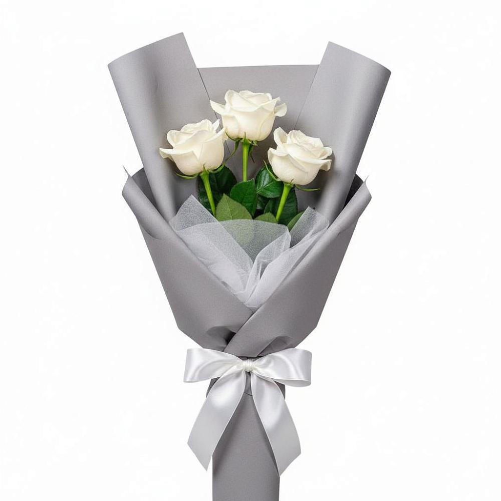 Букет 3 белые розы в Поречье