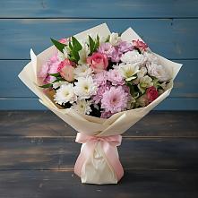 Букет цветов из:  Хризантемы, Альстромерии и Розы в Поречье