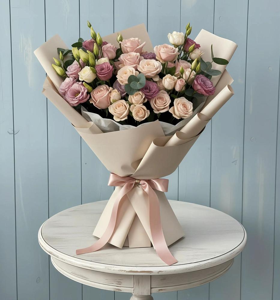 Букет цветов из: Розы и Лизиантусы в Поречье