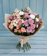 Букет цветов из:  Хризантемы, Розы и Альстромерии #REPLACE_PRED# Поречье